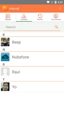Indycall android App screenshot 1
